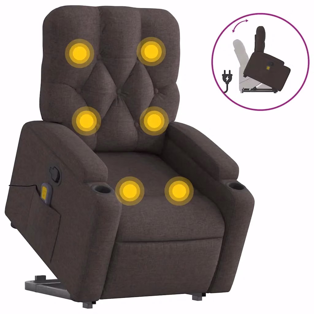 Poltrona Alzapersona Reclinabile con Assistenza Elettrica vidaXL in Tessuto Marrone – 2