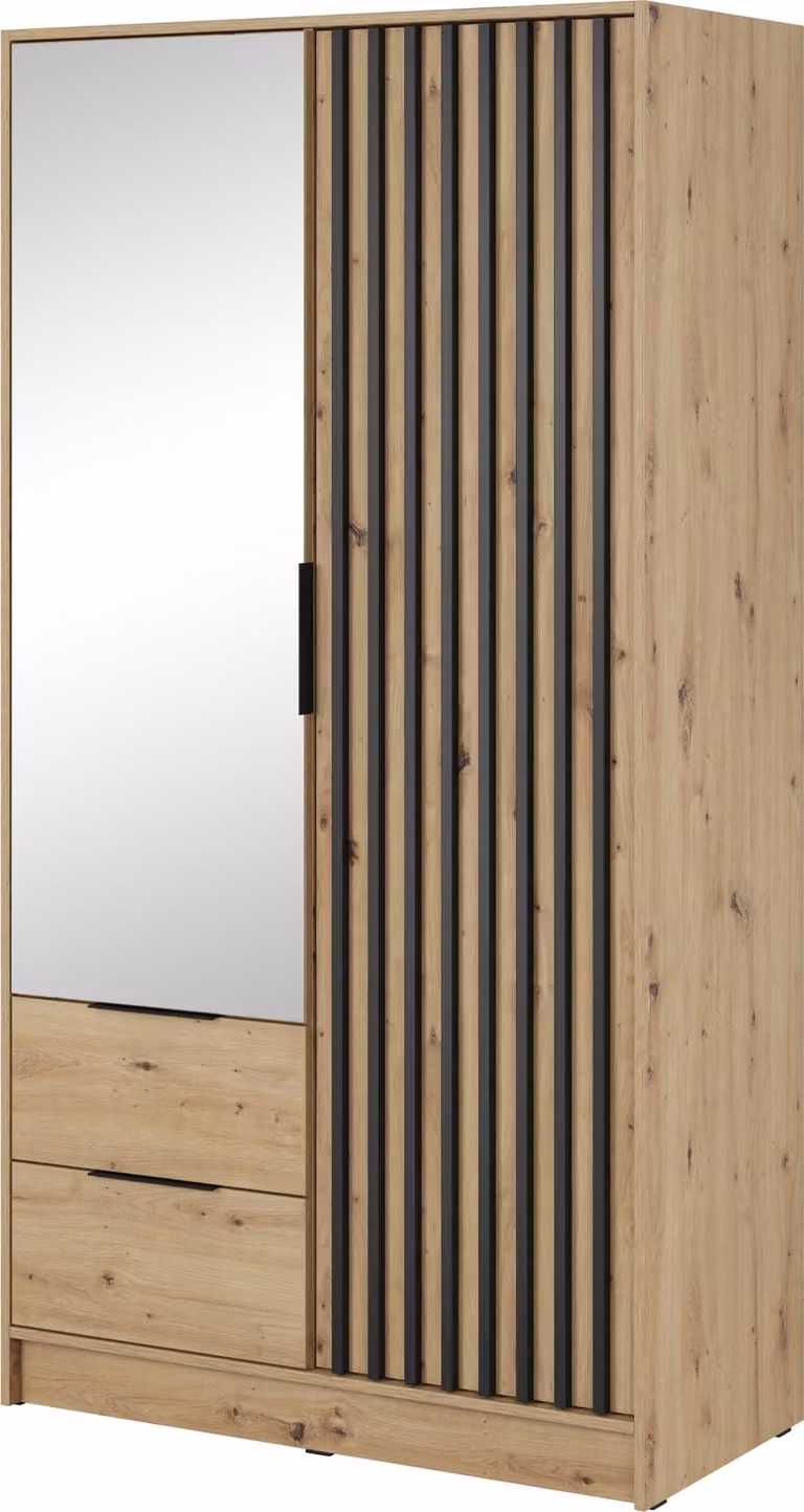 Armadio Masseno ad ante battenti NELIANA 105 cm Armadio Camera da letto 2 ante con specchio Rovere Artigianale
