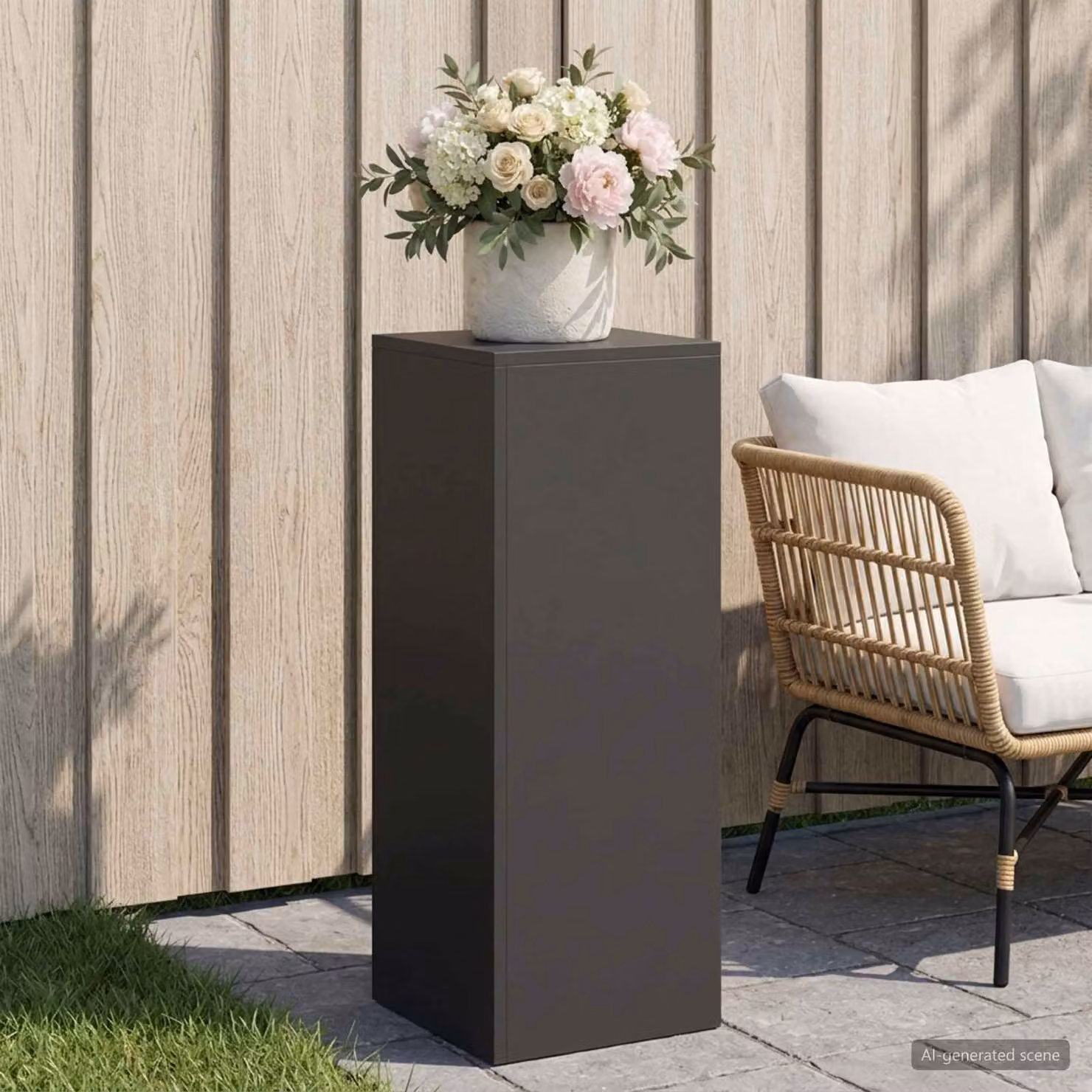 vidaXL Supporto per piante in acciaio nero per giardino e balcone L/P/H: 30 x 30 x 80 cm