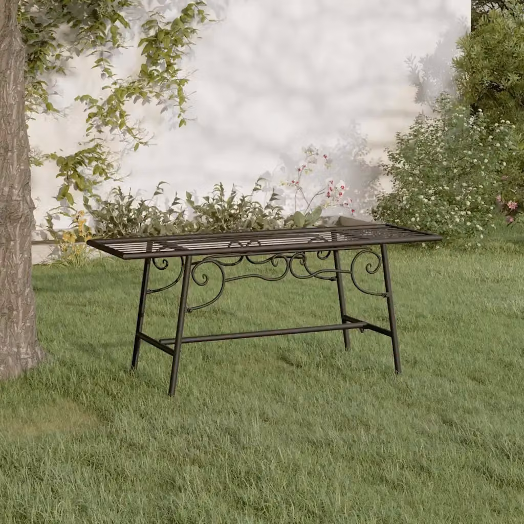 Panca da giardino in acciaio nero opaco con design classico per esterno, Larghezza: 110 cm – 2