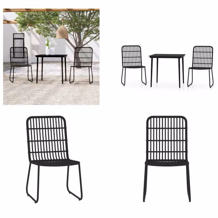 vidaXL Set da pranzo da giardino 3 pezzi nero - Set da pranzo da giardino - Set da pranzo da esterno - Set da pranzo da patio