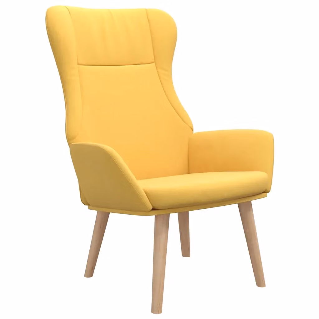 Poltrona Relax Moderna in Tessuto Giallo con Braccioli e Struttura in Legno e Metallo – 2