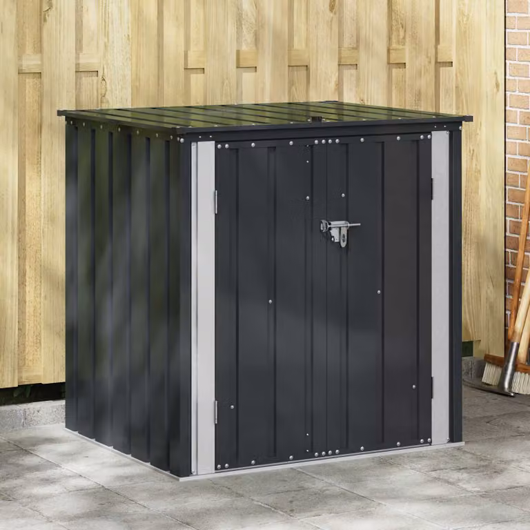 Scatola di stoccaggio per giardino e terrazza vidaXL in metallo nero L: 101,5 cm, P: 82 cm, H: 100 cm