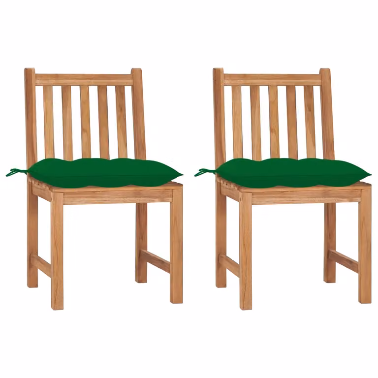 Sedie da giardino 2 pezzi con cuscino in teak massiccio