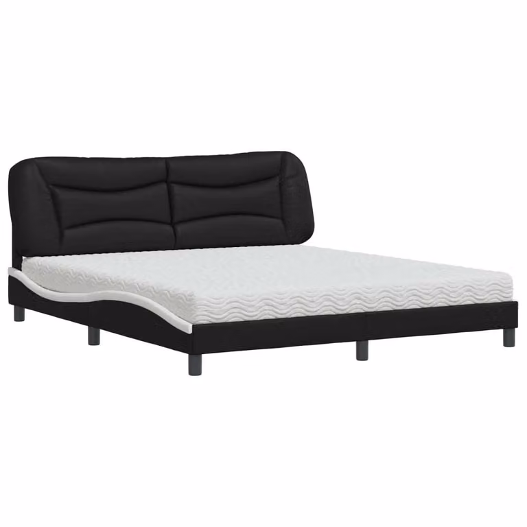 Letto con Materasso Hvar Nero e Bianco 180x200 cm in Pelle finta