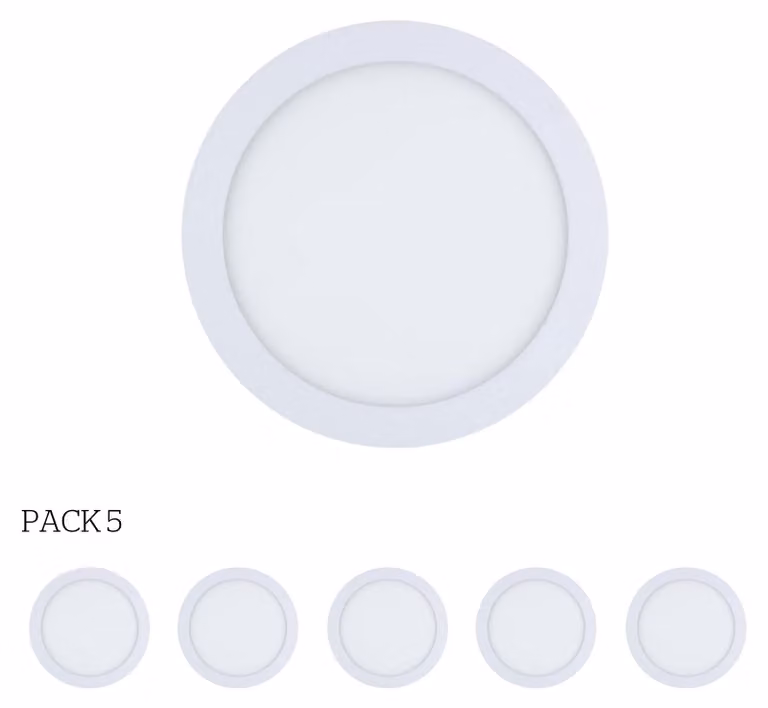 Easy Circular: 5 faretti a incasso con LED integrato 4000K per illuminazione direzionale, con interruttore on/off, diametro 30 cm, colore bianco
