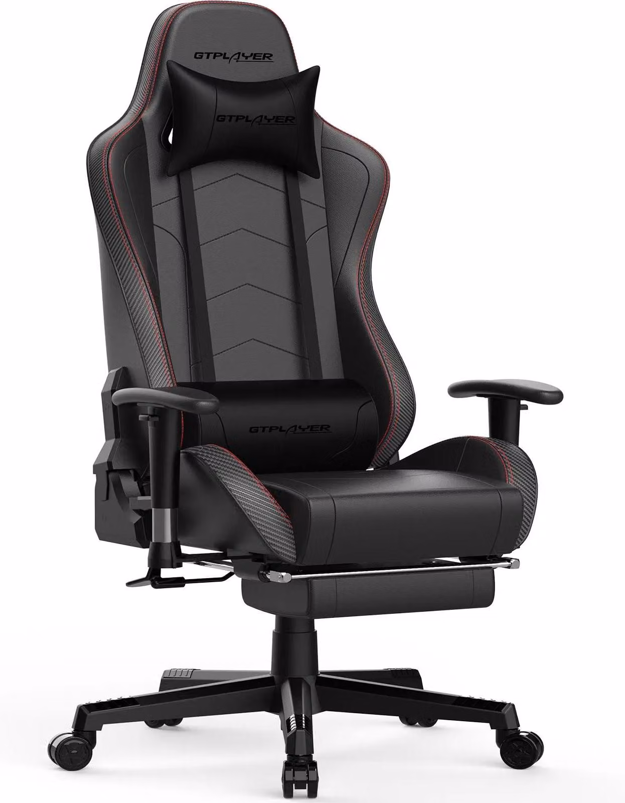 Sedia da gaming - Sedia da scrivania GT890MF - Poggiapiedi - Altoparlanti Bluetooth - Ergonomica - Regolabile in altezza - Girevole a 360° - Pelle - Nero