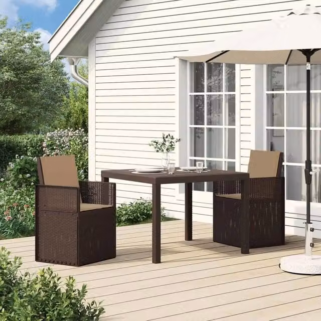 Set da Pranzo per Giardino 3 pz Marrone e Tortora PP 3430045
