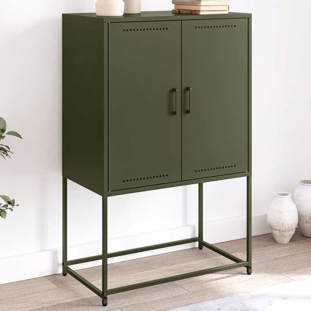 Credenza in stile industriale vidaXL in metallo verde oliva L: 68,5 cm, P: 38,5 cm, H: 107 cm
