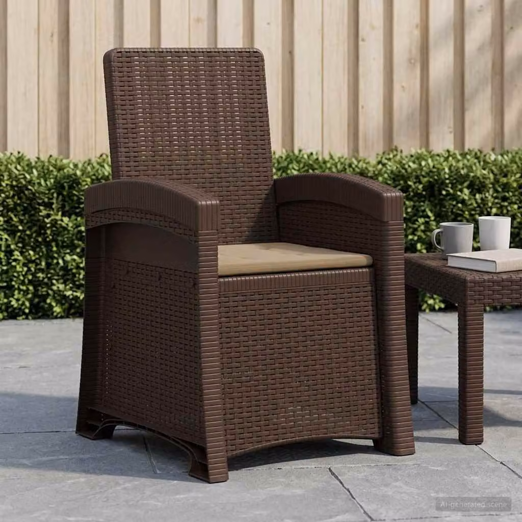 Sedia da giardino reclinabile vidaXL in effetto rattan moderno, colori Marrone e Beige