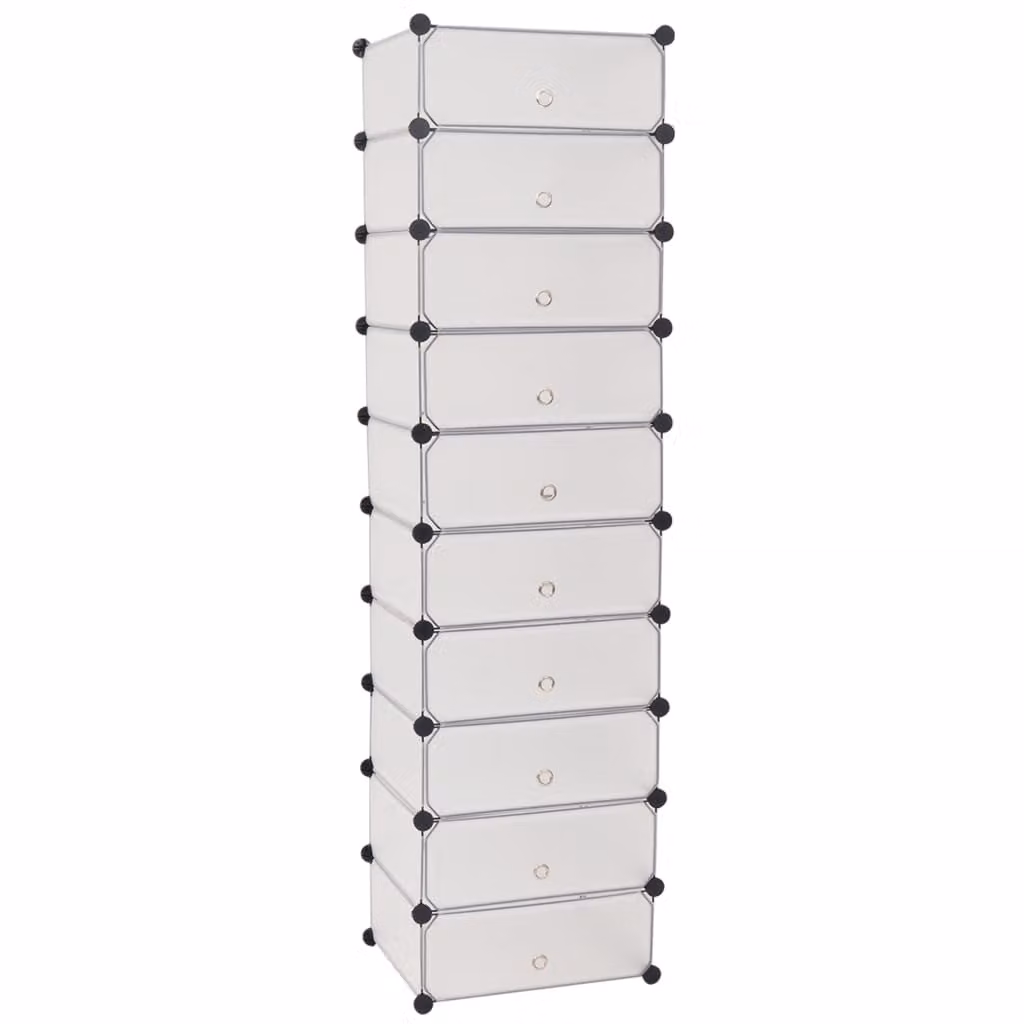 vidaXL Organizzatore di scarpe pieghevole con 10 scomparti Bianco
