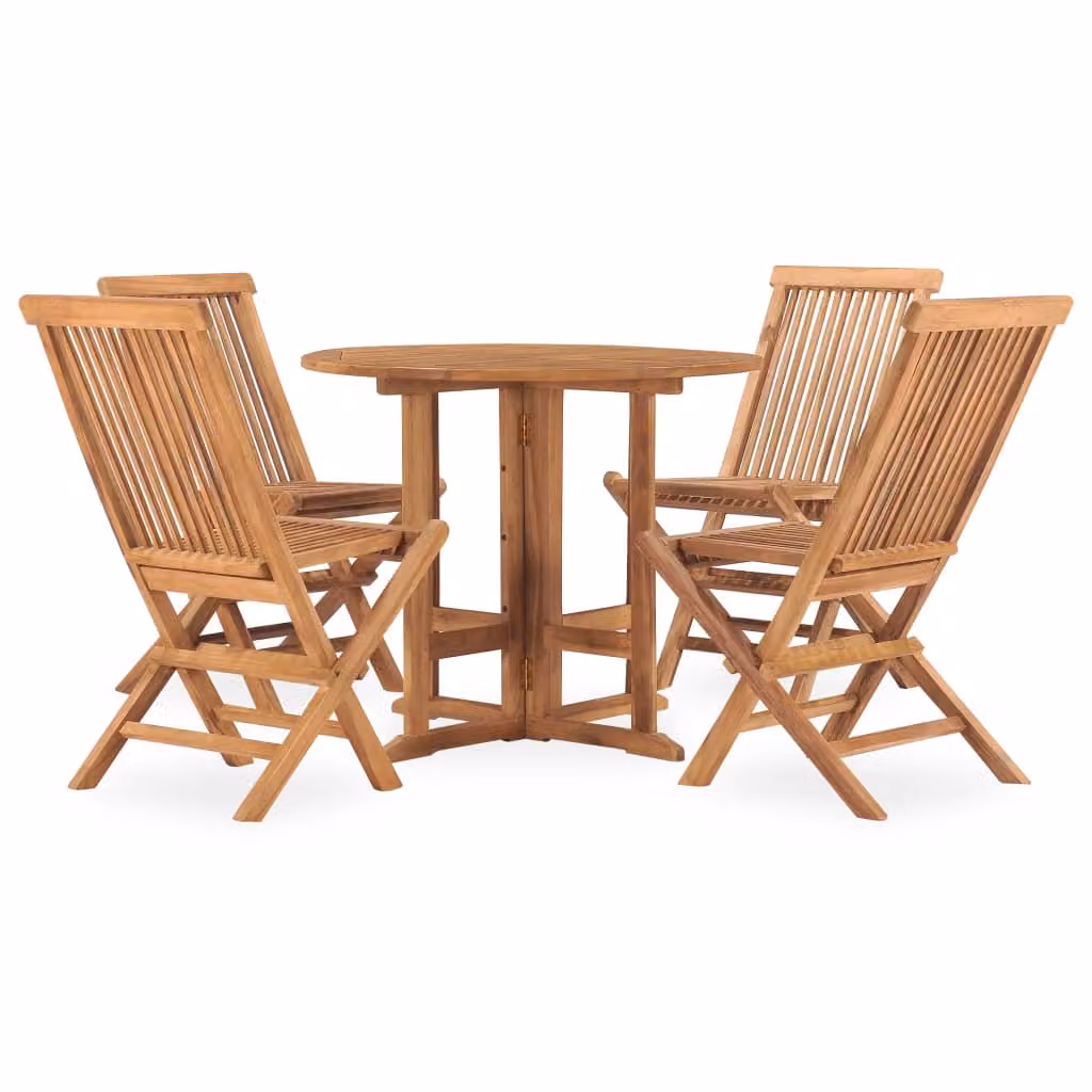 vidaXL set da pranzo da giardino 5 pezzi pieghevole in legno massiccio teak