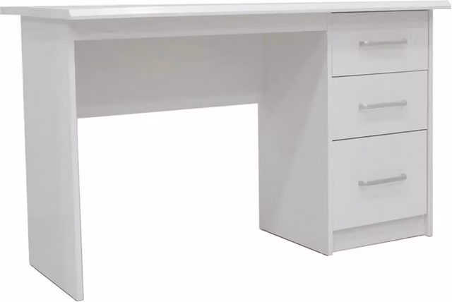 Scrivania retta PRAGUE – 3 cassetti – Colore bianco – Design moderno e funzionale