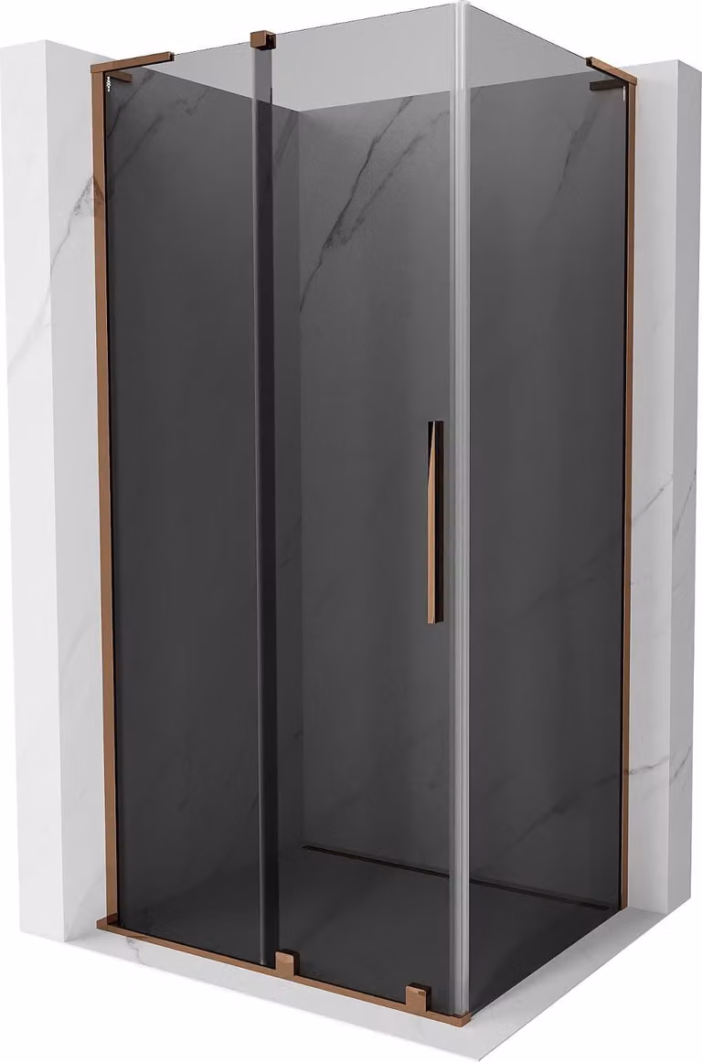 Mexen Velar L cabina doccia scorrevole 120 x 75 cm, grafite, oro rosa - 871-120-075-43-60