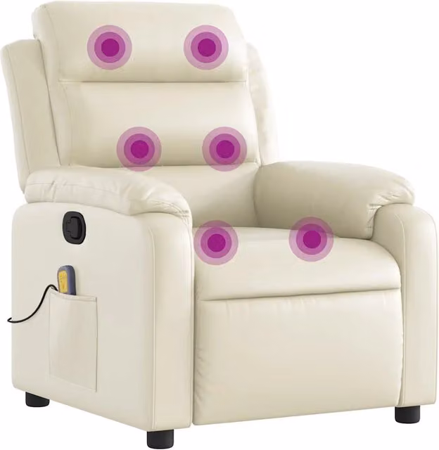 Poltrona da Massaggiante | Sedia Relax Reclinabile Crema Similpelle