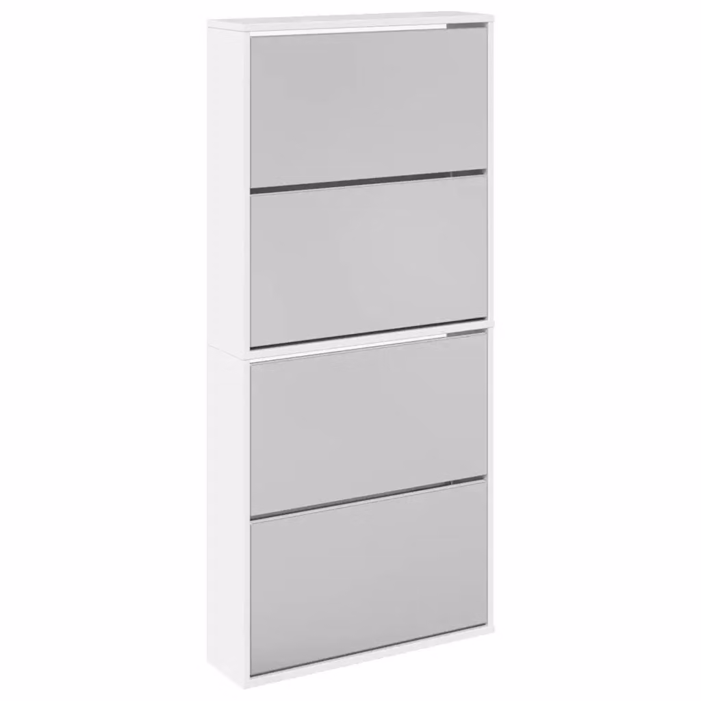 Scarpiera vidaXL con specchio bianco lucido, L: 63 cm, P: 17 cm, H: 134 cm – 2