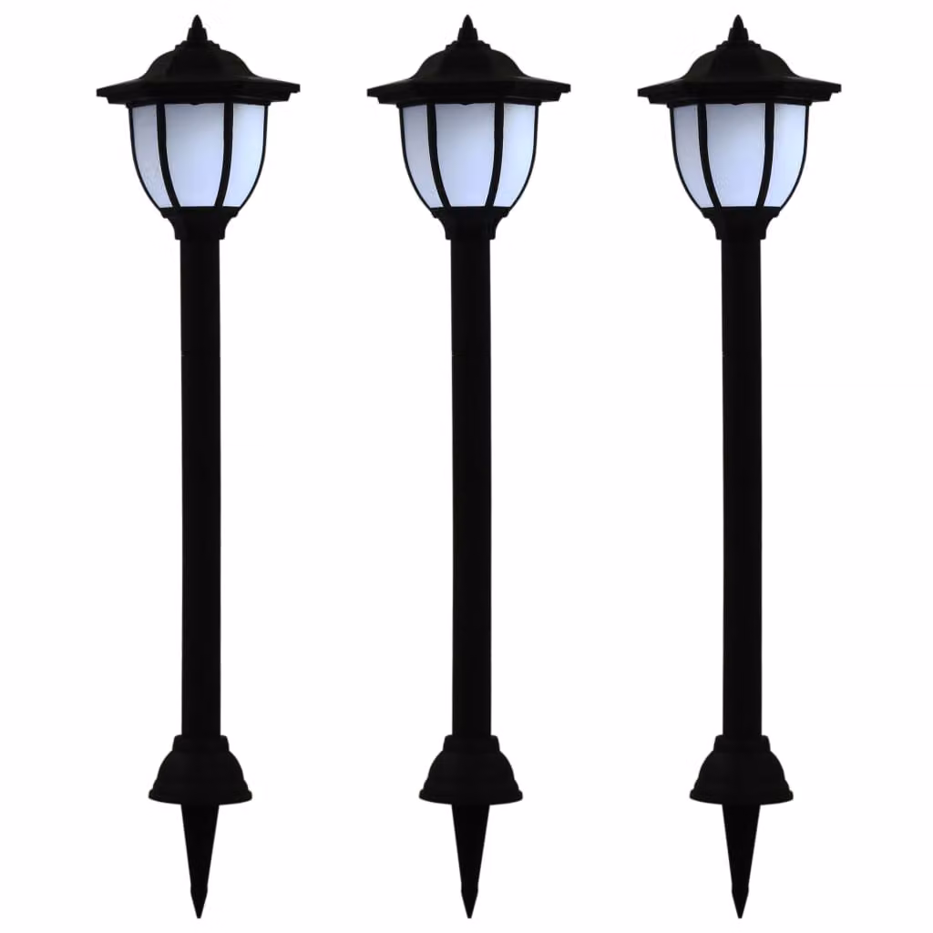 The Living Store Luci solari da esterno 3 pezzi LED Nero