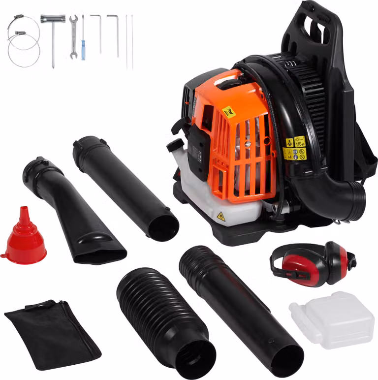 SucceBuy Soffiatore a zaino a benzina a 2 tempi 52CC, 480 CFM, velocità 175 MPH, serbatoio da 1,37 litri, cura del prato e rimozione della neve
