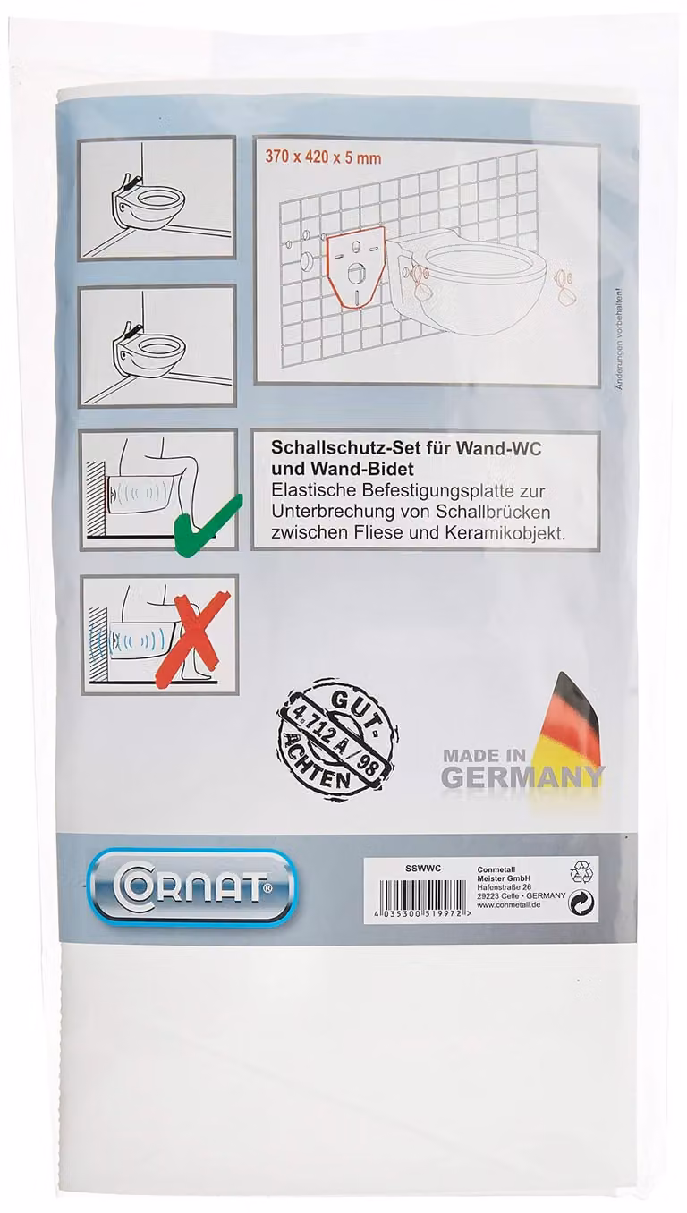 Kit di isolamento acustico per vaso WC sospeso e bidet sospeso