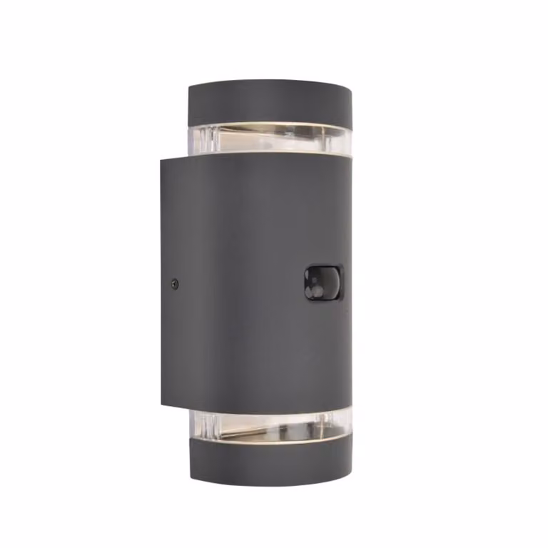 Applique da esterno con sensore FOCUS grigio-bianco 2xGU10x7W in alluminio, dimensioni: 23,9x11x9,6 cm, IP44 Lutec