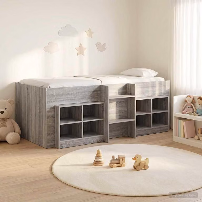 Maison Exclusive - Struttura letto a soppalco con armadio, 3 pezzi, grigio Sonoma, realizzata in legno laminato