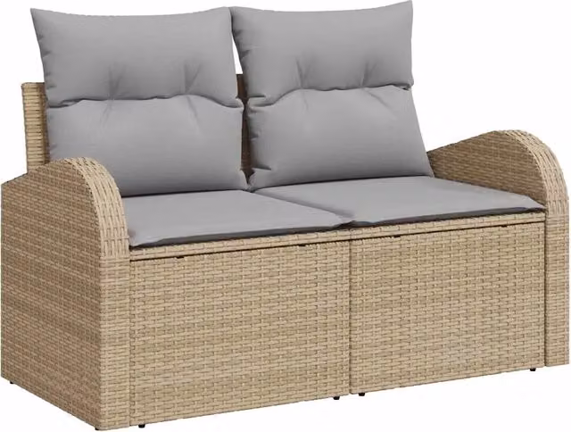 Set Divano da Giardino 3 pz | Set Salotto da Giardino beige e grigio chiaro Poly Rattan