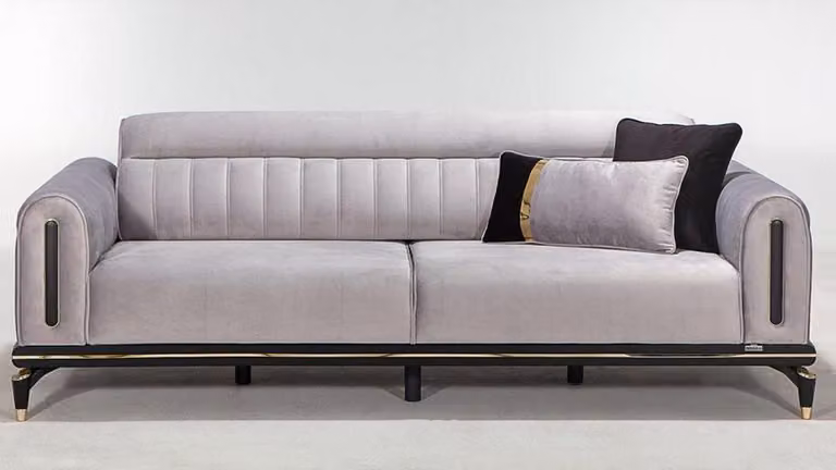 Stoffsofa Dreisitzer Sofa 3 Sitzer Polstersofa Couch Wohnzimmer Grau