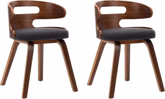 Sedie da Pranzo 2 pz | Sedie da cucina Legno Curvato e Tessuto Grigio Scuro