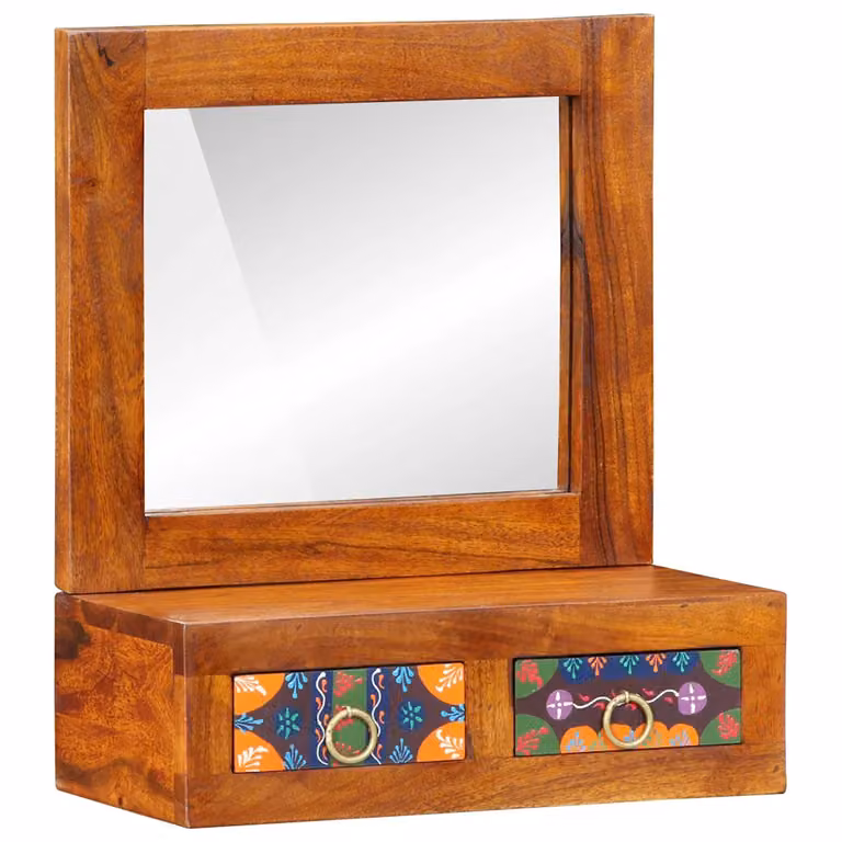 Armadietto a muro moderno vidaXL in legno di acacia marrone con cassetto L 40 cm x P 20 cm x H 50 cm