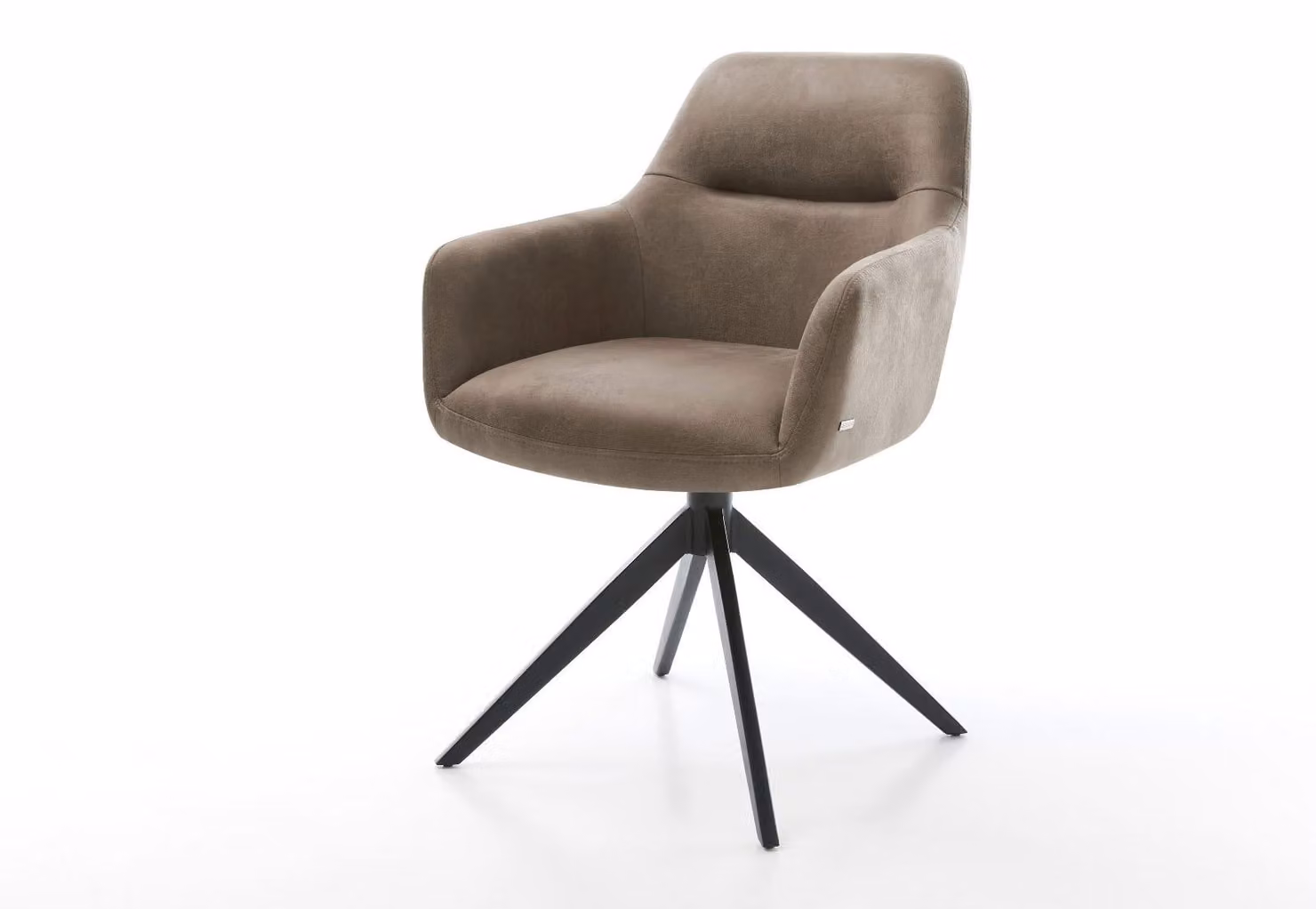 DELIFE Sedia girevole Pejo-Flex Microfibra Taupe Vintage Struttura a croce larga Nero Girevole a 360° Funzione oscillante Molle insacchettate