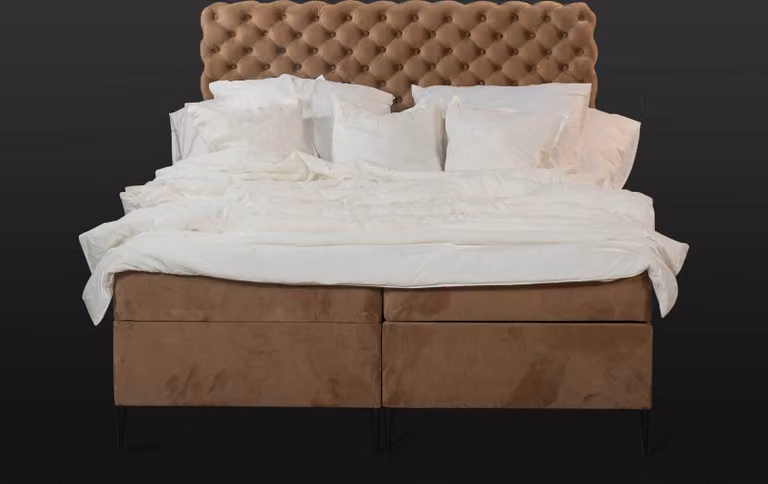 Textil Bett braun Luxus Doppel Chesterfield Schlafzimmer Design Betten