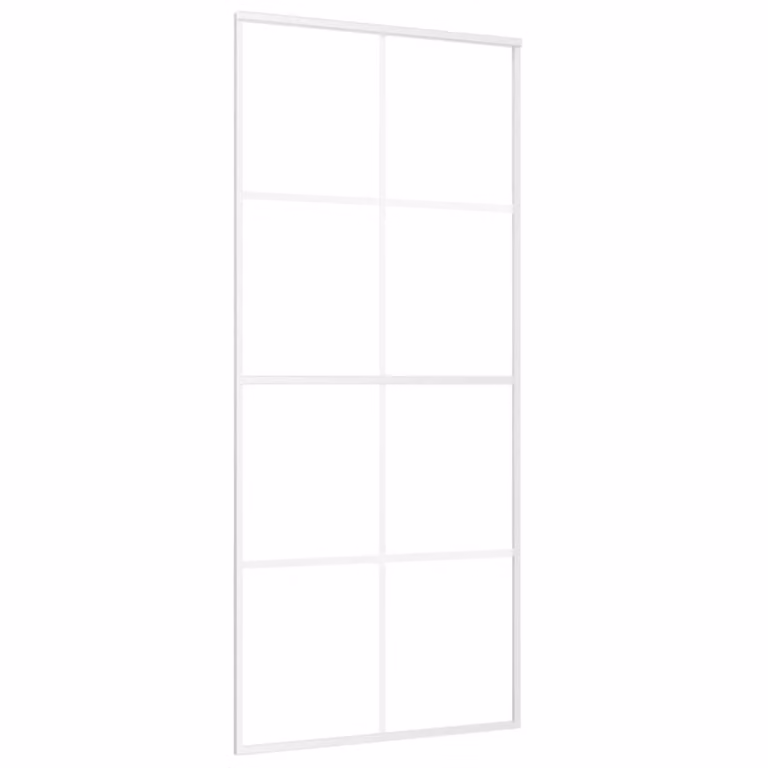 Porta Scorrevole in Vetro ESG e Alluminio 90x205 cm Bianca