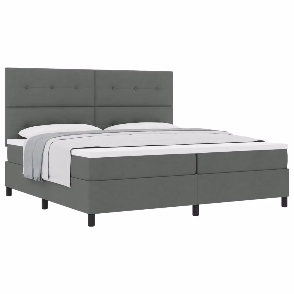 Letto a molle con testiera vidaXL in tessuto grigio, L/P/H: 200 x 200 x 28 cm – 2