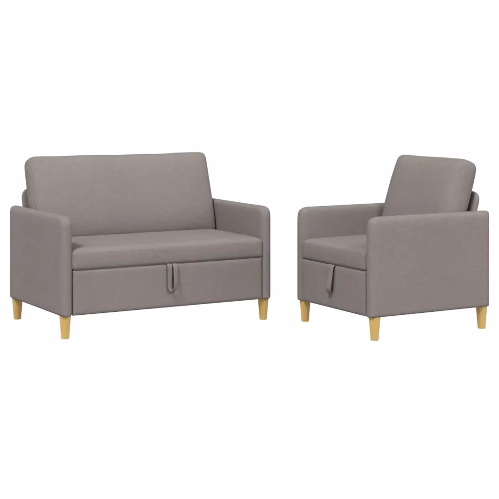 Set di 2 divani moderni vidaXL con funzione letto e contenitore, rivestimento in tessuto beige e grigio con coperture rimovibili, L/P/H: 210 x 122 x 87 cm – 2