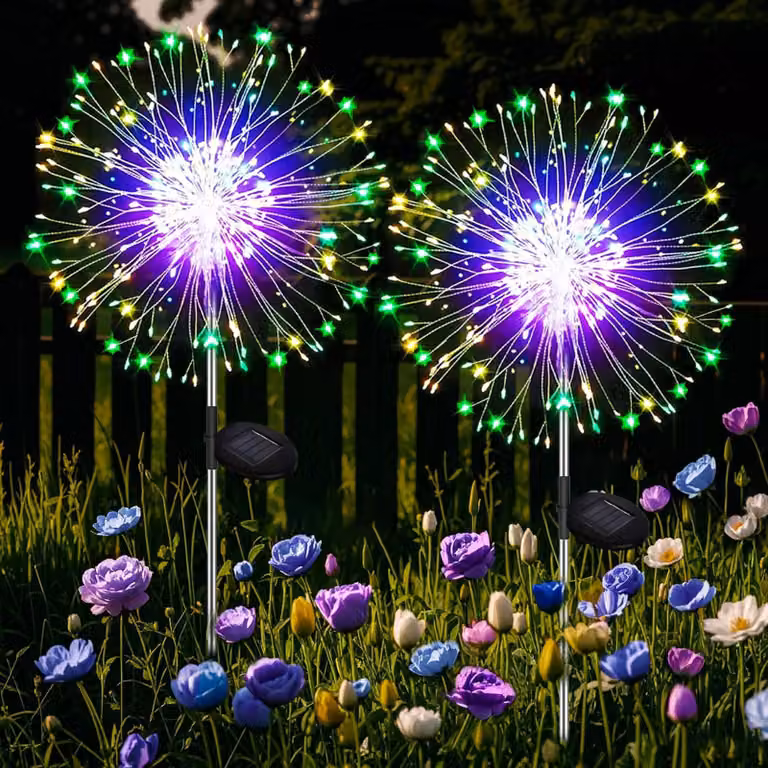 Joycome: 2 lampade solari per esterni, con 120 LED, effetto fuochi d'artificio