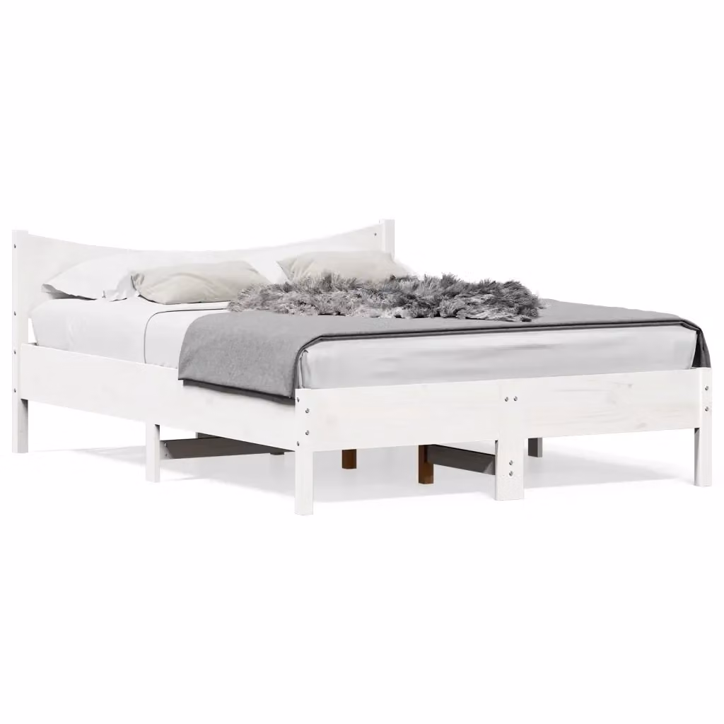 Letto singolo vidaXL in legno massello di pino bianco con doghe fisse L/P/H: 120 x 200 cm – 2