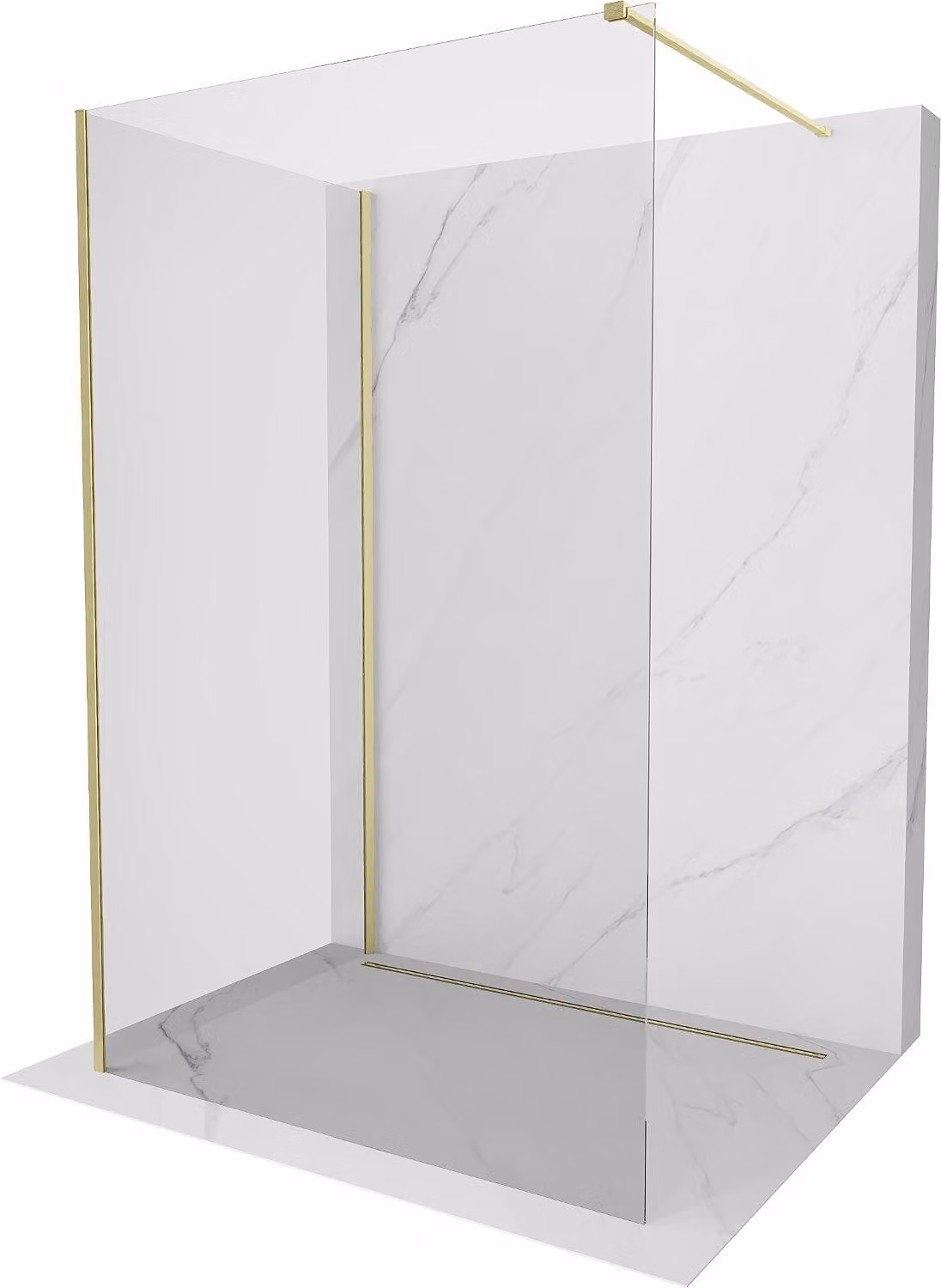 Mexen Kioto parete doccia Walk-in 105 x 100 cm, trasparente, oro spazzolato - 800-105-212-55-00-100