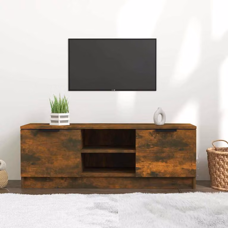 Mobile TV vidaXL in legno Rovere Fumo, L 102 cm x P 35 cm x H 36,5 cm