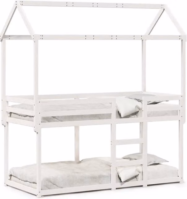 Letto singolo | Letto per adulti | Letto a Castello con Tetto Bianco 80x200 cm Legno Massello Pino