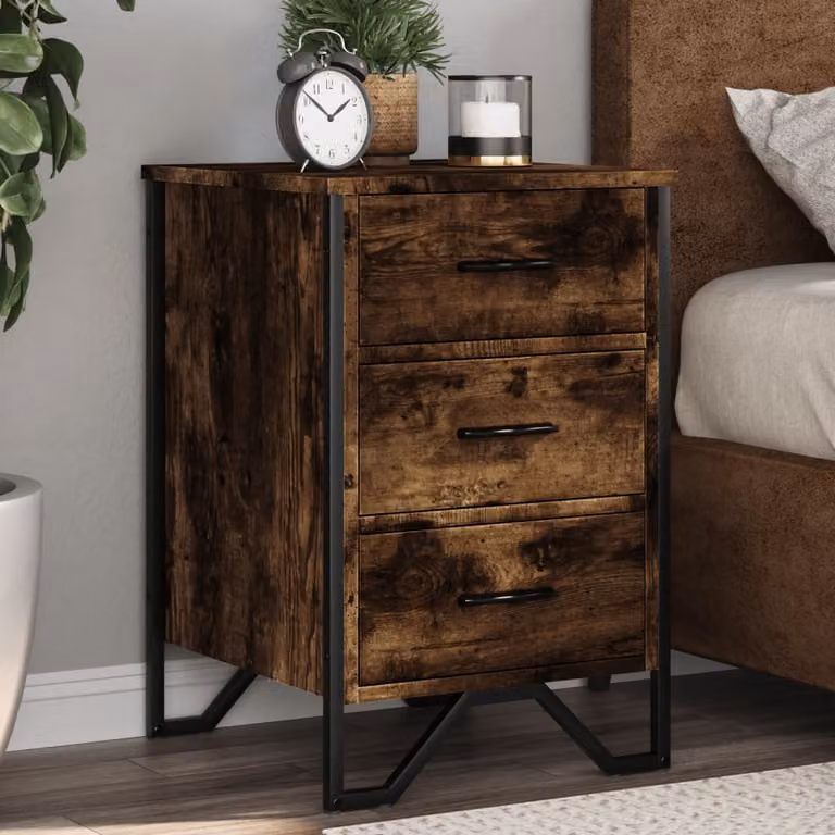 Comodino vidaXL in Legno Rovere Fumo, Design Moderno per Camera da Letto, L 40 cm x P 41 cm x H 60 cm