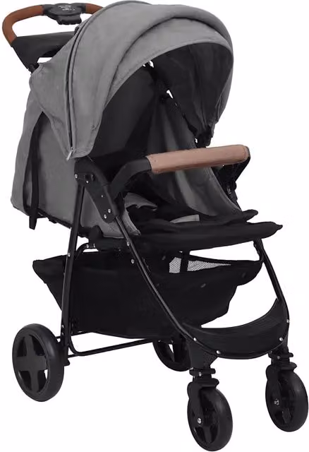Passeggino 3 in 1 Convertible Kombi vidaXL Grigio Chiaro in Acciaio e Tessuto con Sedile Sportivo e Ovetto – 1