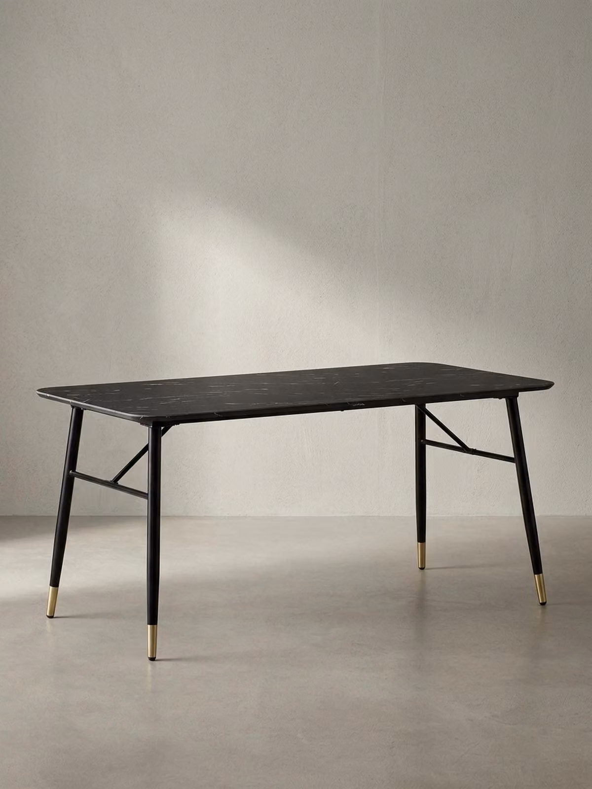 Tavolo da pranzo 120x60x76 cm, nero effetto marmo, moderno, tavolo da cucina piccolo, tavolo da pranzo rettangolare, tavolo da pranzo con gambe in metallo