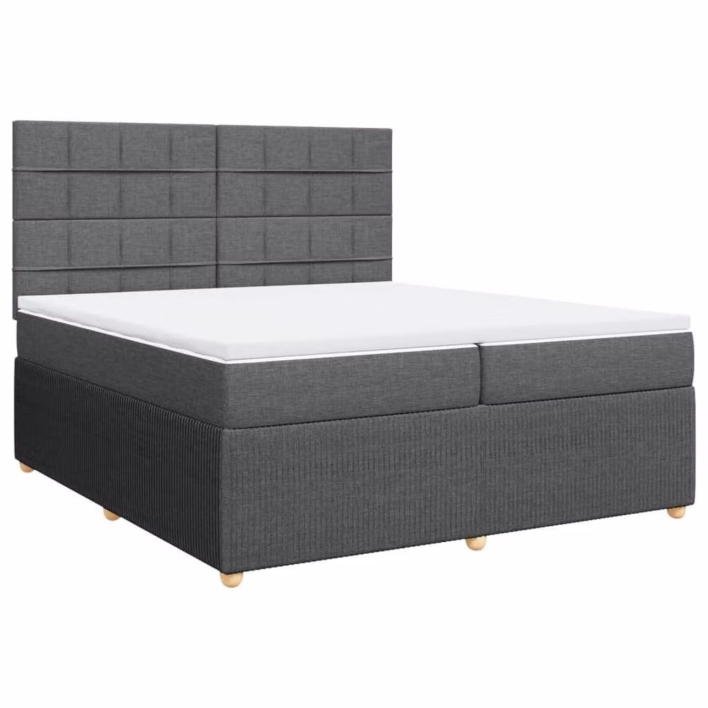Giroletto a Molle con Materasso Grigio Scuro 200x200 cm Tessuto