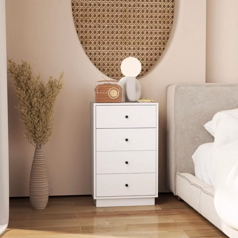 Cassettiera MIVRAY con 4 cassetti in MDF bianca e maniglie nere per camera o ingresso L: 47 cm, P: 29 cm, H: 75 cm – 2