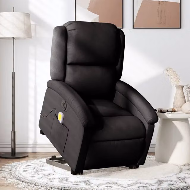 Poltrona Alzapersona Elettrica con Assistenza al Sollevamento vidaXL Nera in Tessuto