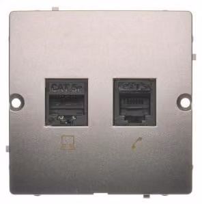 Presa RJ45 Cat.5e + RJ11 in acciaio inox BMF5T.02/21 SIMON BASIC