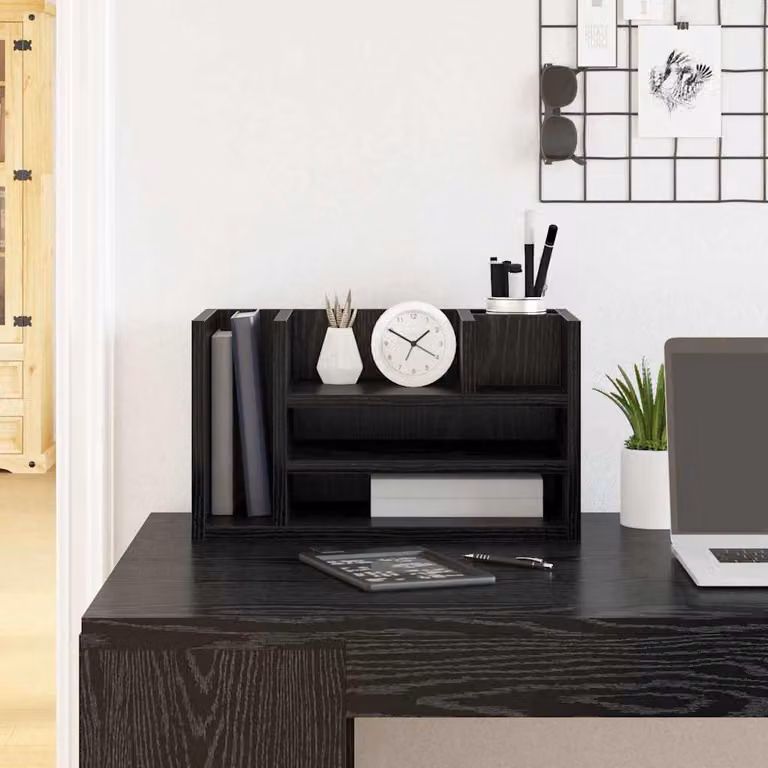 Maison Exclusive - Organizer da scrivania effetto rovere nero 44,5 x 24 x 25 cm
