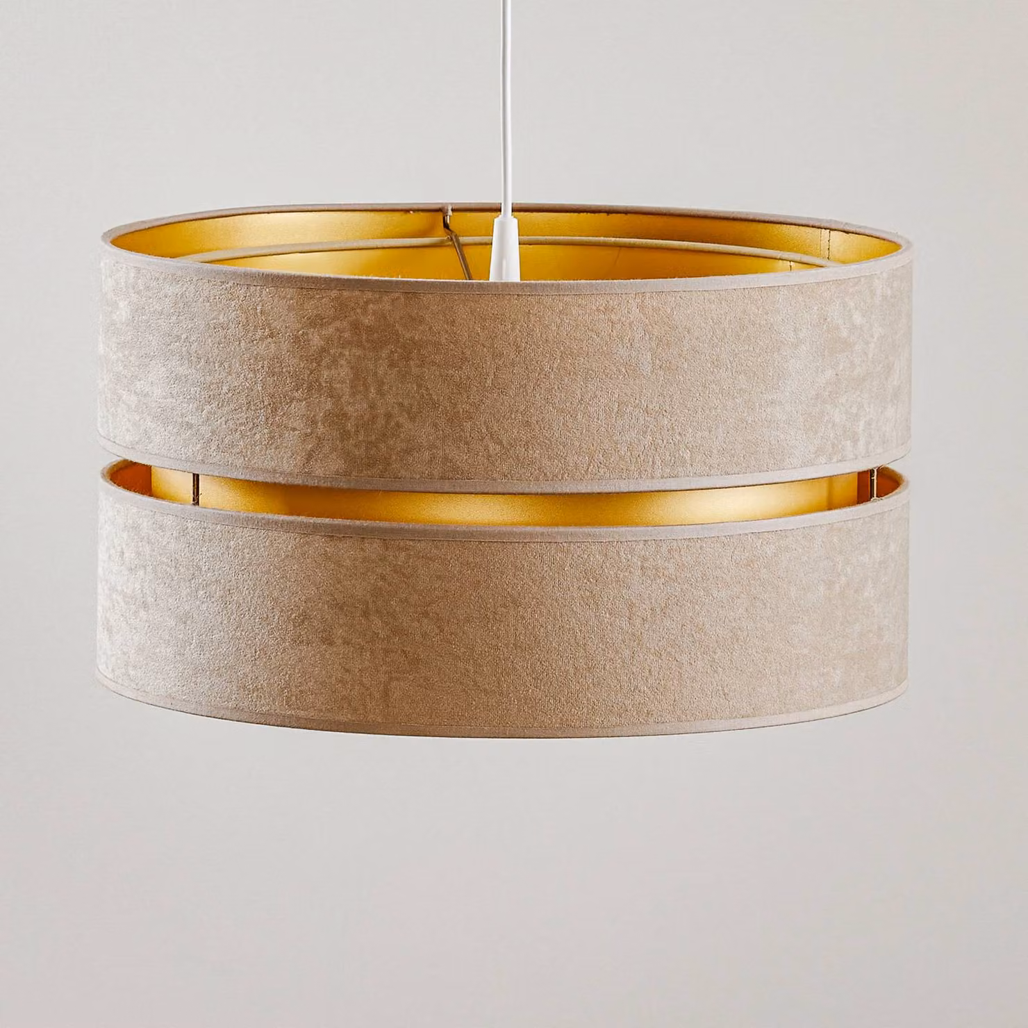 Lampada a sospensione Duo Duolla, dimmerabile, Crema / Ambra, Soggiorno / Sala da pranzo, Plastica, Moderno, Lampada a sospensione
