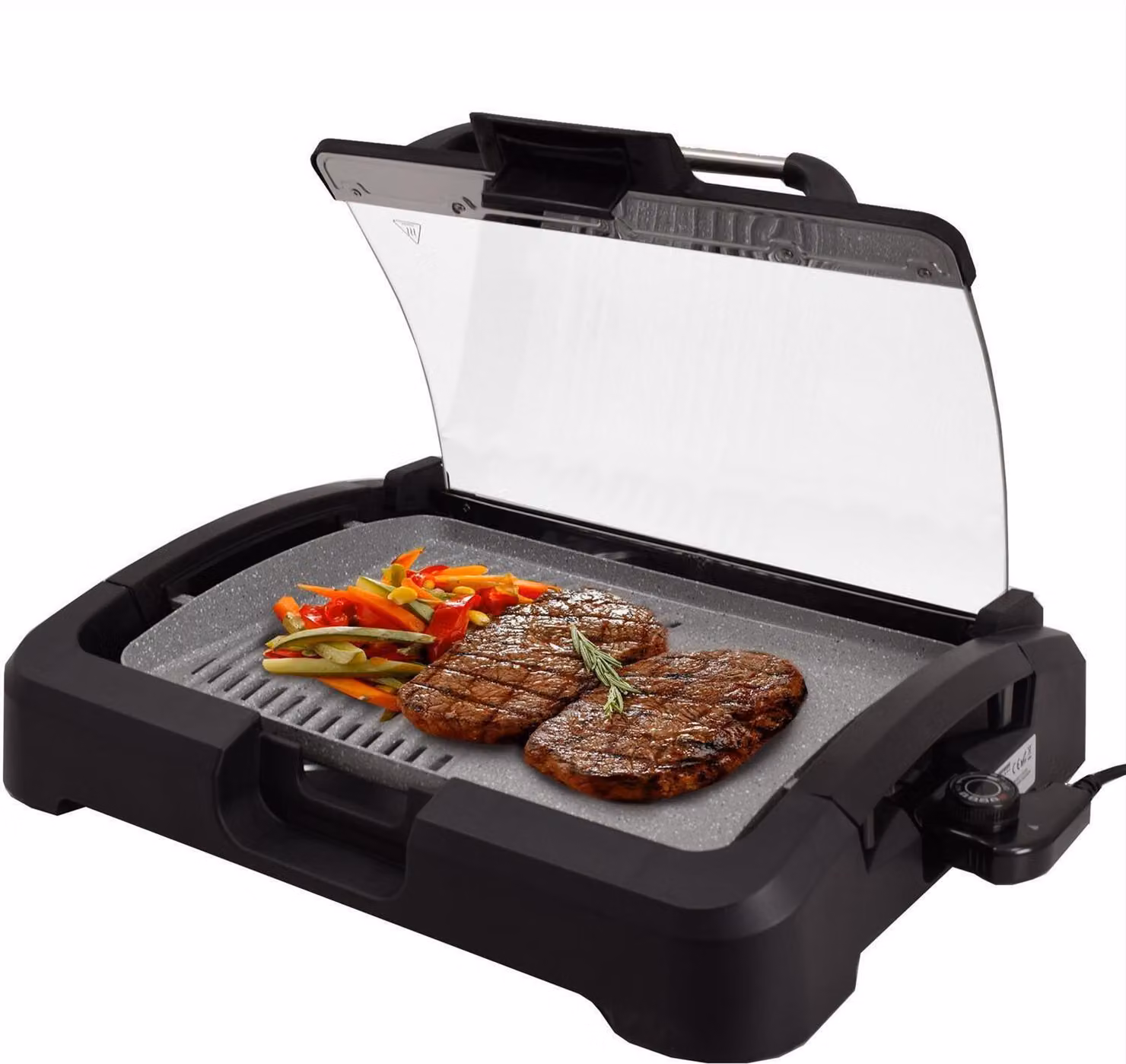 Griglia per feste con coperchio in vetro Vundria | griglia da tavolo | barbecue | griglia elettrica