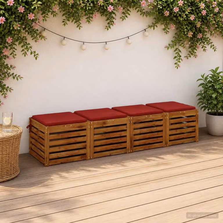 Set di 4 cuscini per sedia vidaXL in poliestere rossi con imbottitura in schiuma e rivestimento lavabile e resistente ai raggi UV